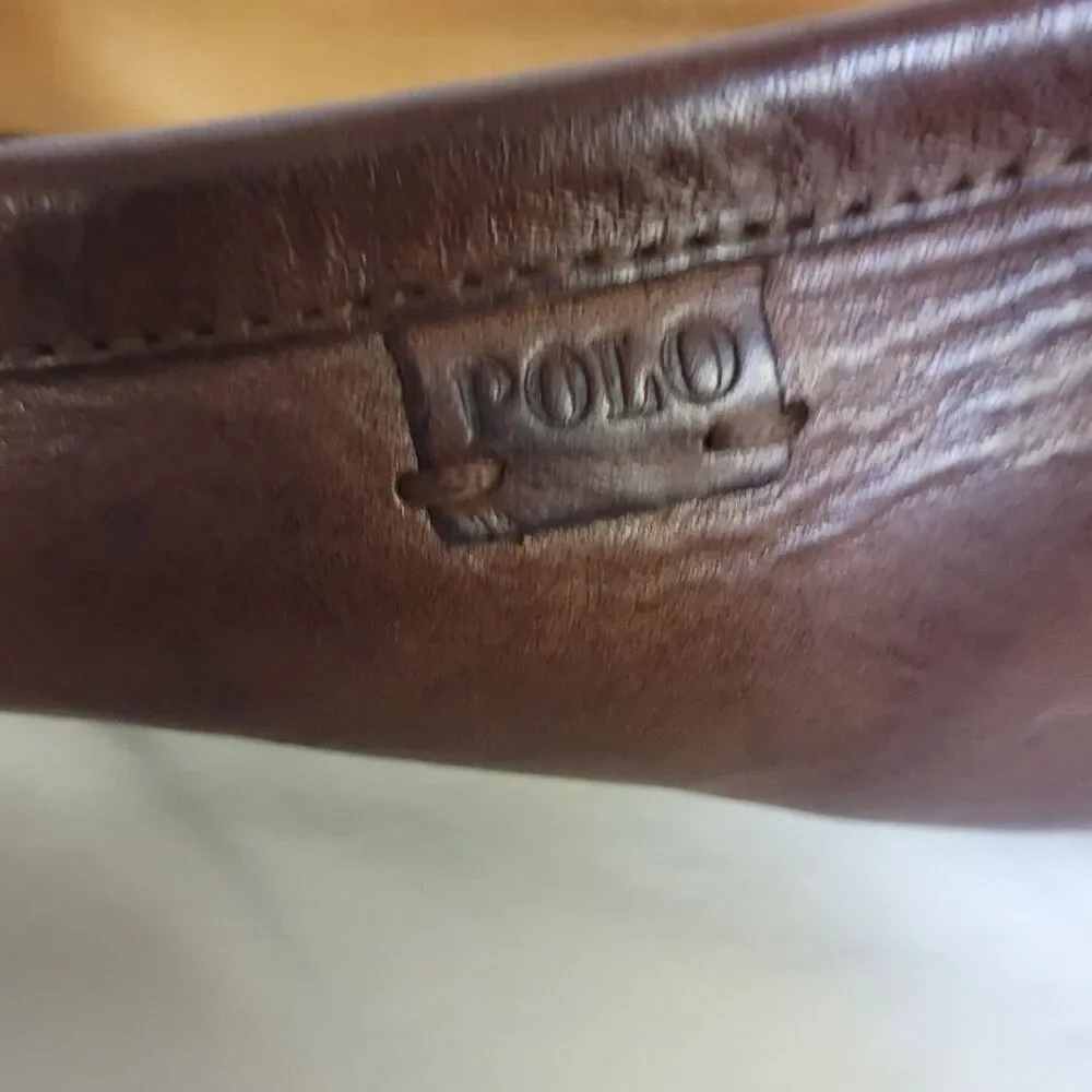 POLO RALPH LAUREN Size 9D Reynold Men's Driving Mocs Brown Leather‎